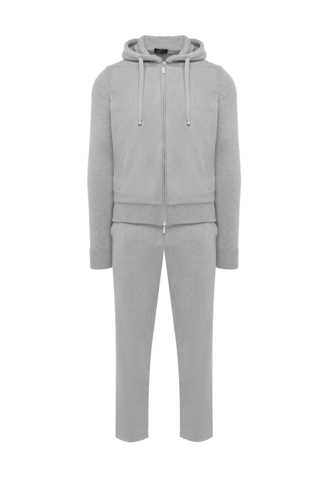 Cesare di Napoli men's light grey hooded suit made of wool, viscose and cashmere 175816 - photo 1