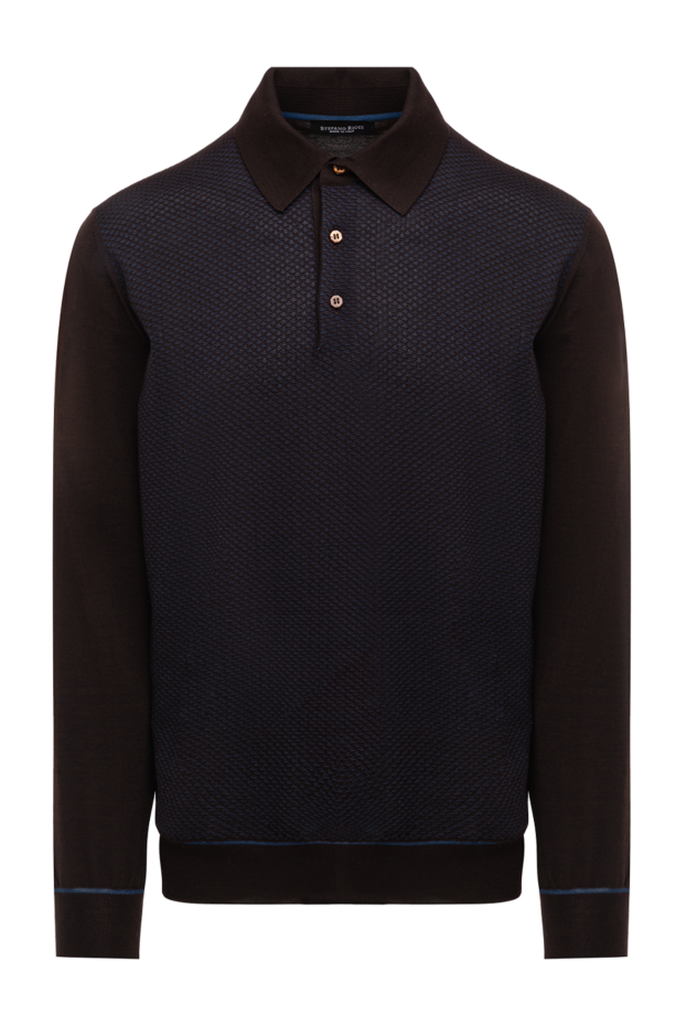 Stefano Ricci long sleeve polo shirt with textured knit in brown 175822 - photo 1