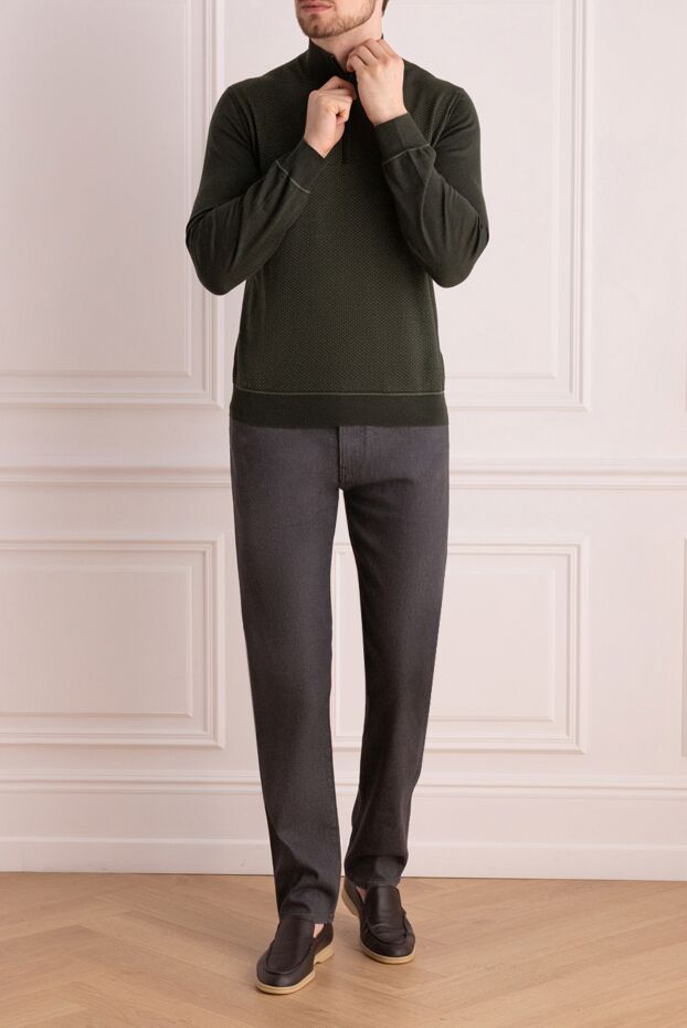 Men's khaki troyer with textured honeycomb knit - photo 2