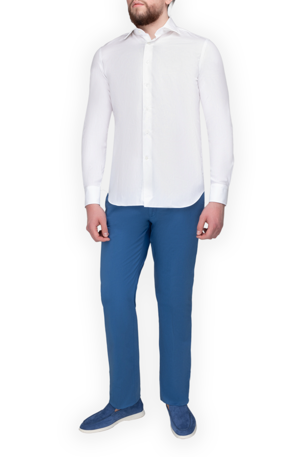 Alessandro Gherardi men's white cotton shirt with turn-down collar
 175844 - photo 2