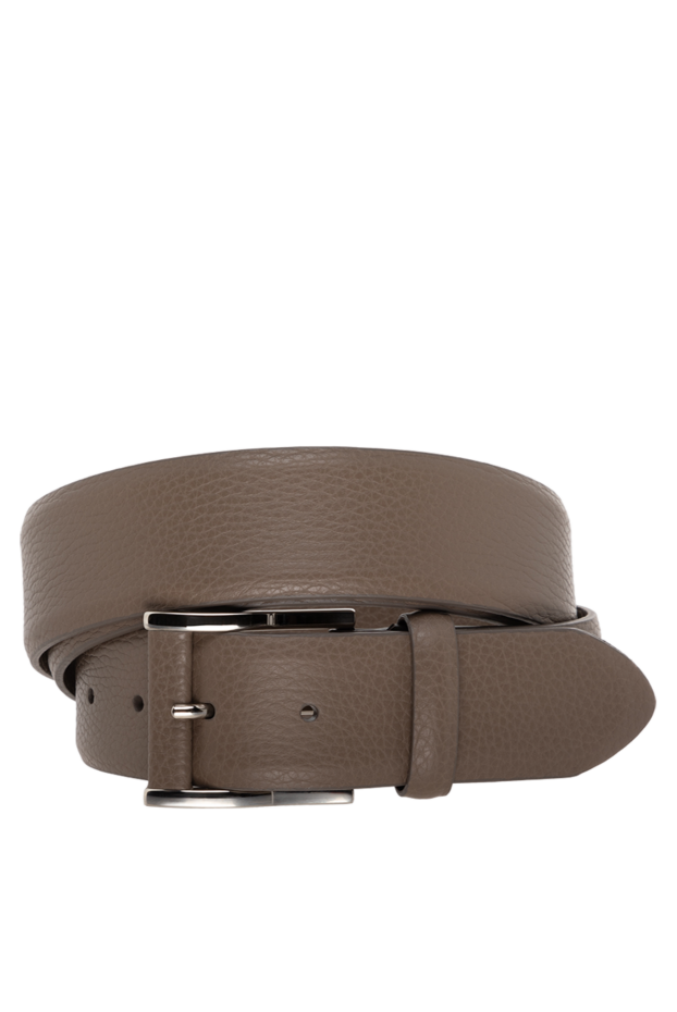 Cesare di Napoli men's leather belt with grained finish, beige and brown 175890 - photo 1