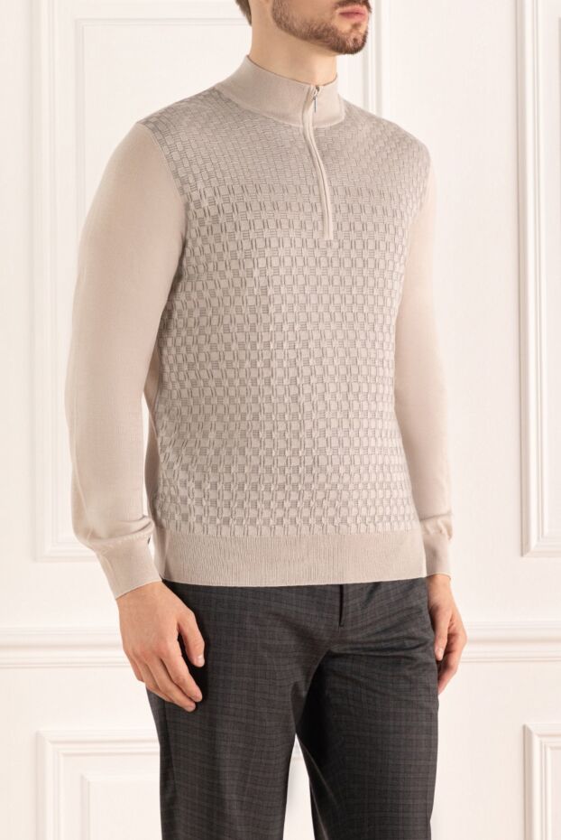 Cesare di Napoli cashmere and silk troyer beige for men 175935 - photo 3