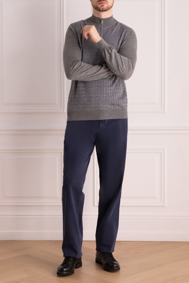 Cesare di Napoli cashmere and silk troyer gray for men 175937 - photo 2