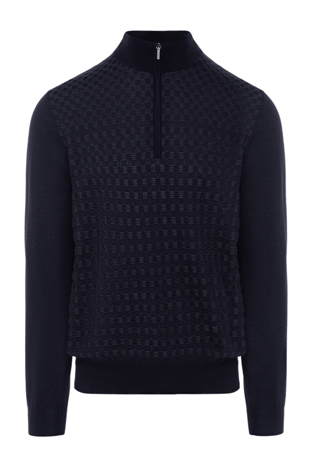 Cesare di Napoli dark blue cashmere and silk troyer with textured pattern
175939 - photo 1