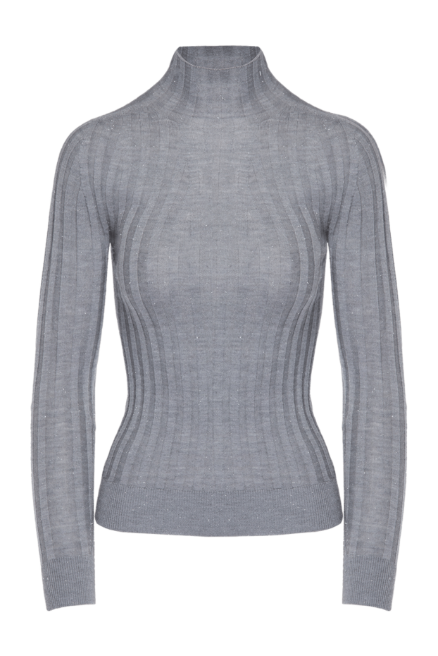 Peserico gray ribbed sweater with a stand-up collar women's 175961 - photo 1