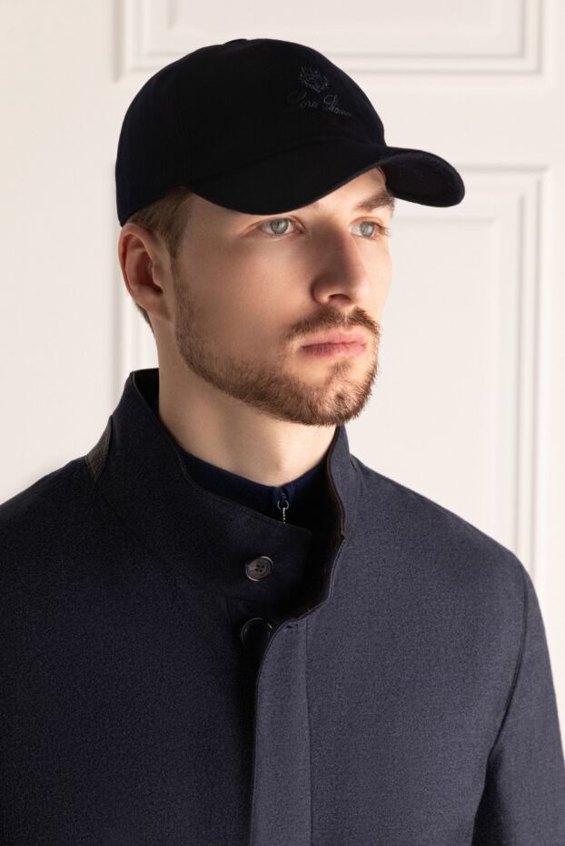 Loro Piana бейсболка из кашемира обработанного по технологии storm system синяя 176009 - фото 2