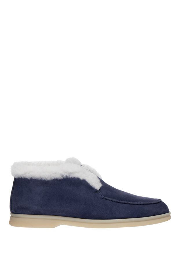 Loro Piana blue nubuck and fur deserters for women 176024 - photo 1