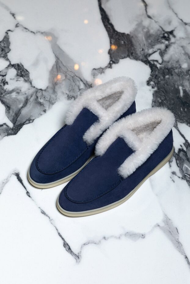 Loro Piana әйелдердің көгілдір нубук және аң терісі шөлдері 176024 - фото 2