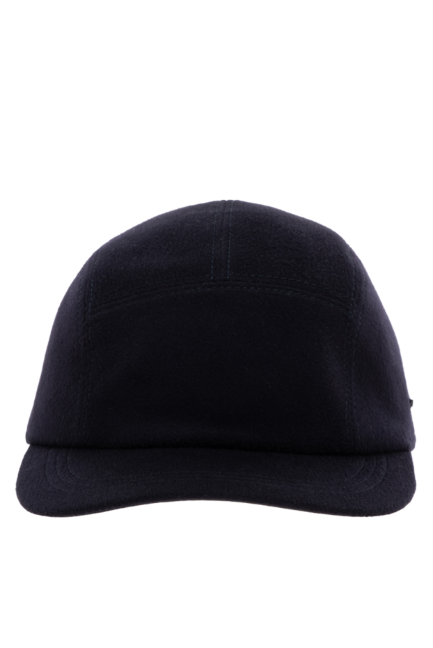 Navy blue cashmere baseball cap with metallic logo
- photo 1