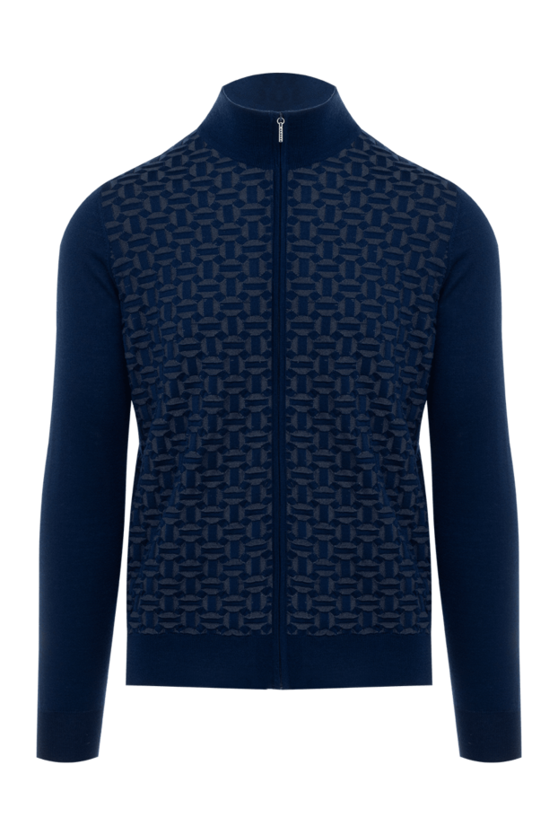 Cesare di Napoli premium blue cashmere and silk cardigan with a 3d pattern
176096 - photo 1