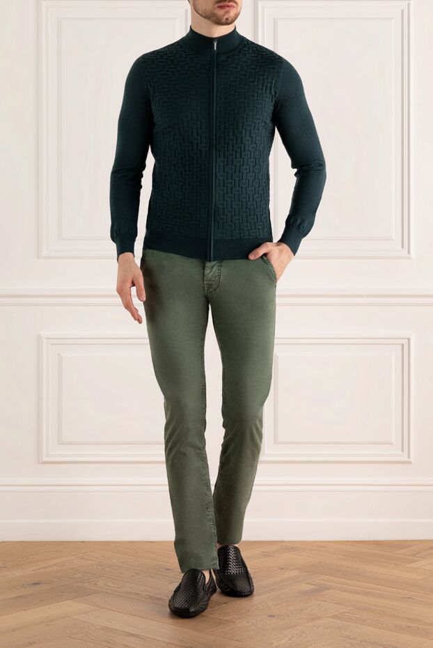 Cesare di Napoli cashmere and silk cardigan for men green 176097 - photo 3