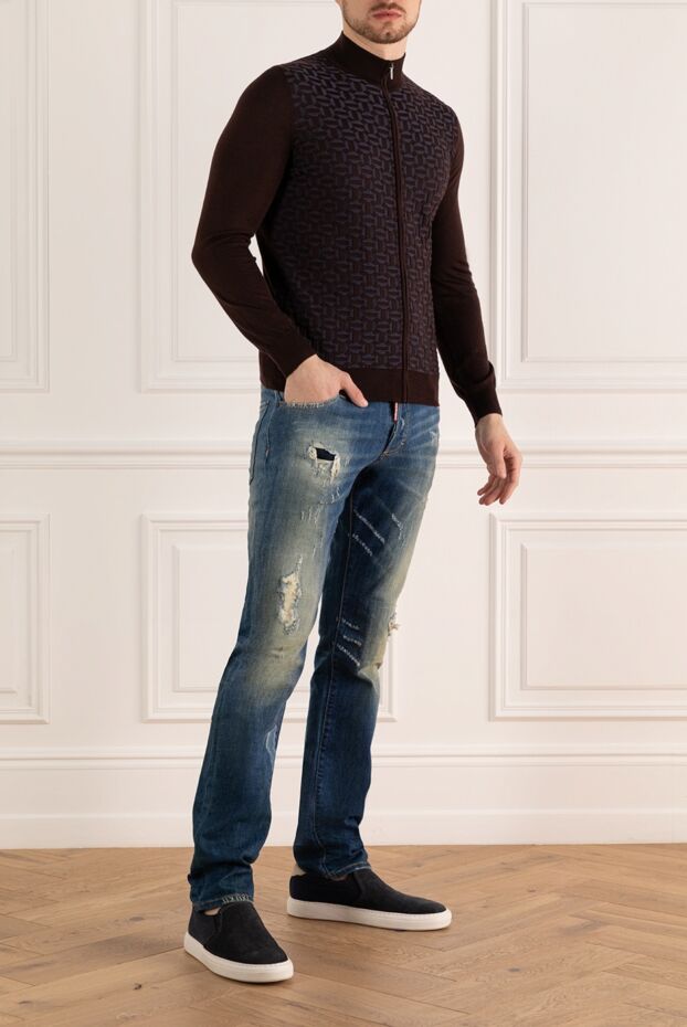 Cesare di Napoli dark brown cashmere and silk cardigan with a zipper
 176100 - photo 2