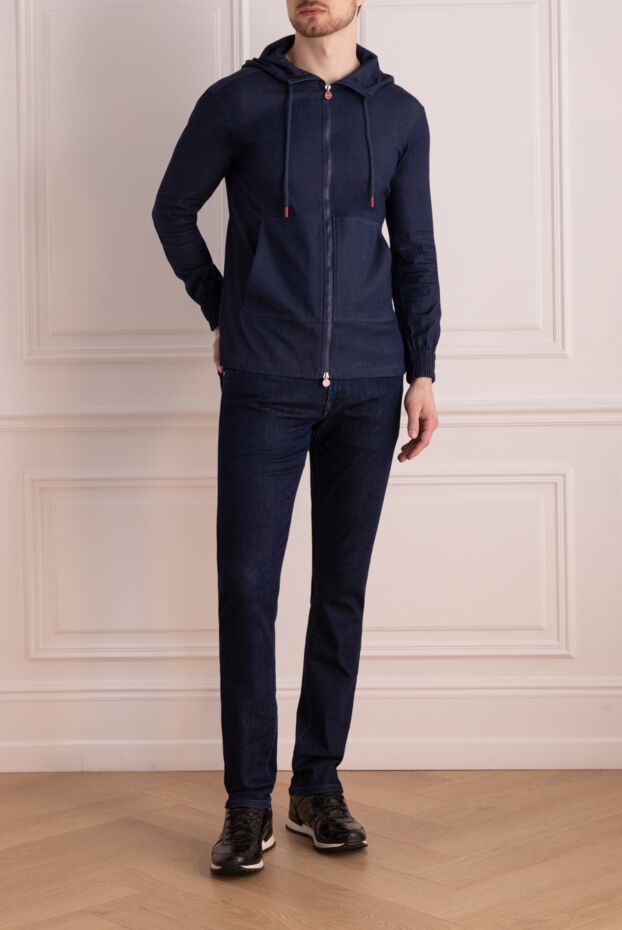 Kiton толстовка на молнии мужская хлопковая с карманами синяя
 176177 - фото 2
