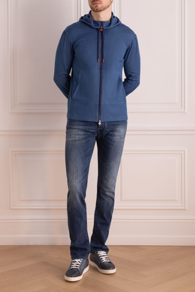 Kiton кофта спортивная из хлопка и эластана голубая мужская 176178 - фото 2