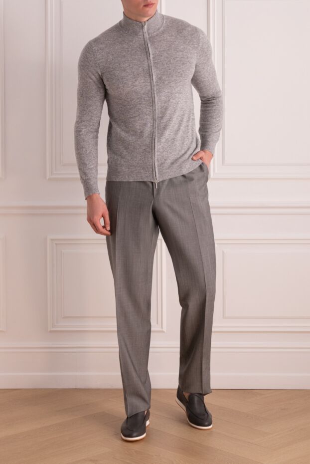 Cesare di Napoli gray wool and cashmere cardigan for men 176225 - photo 2