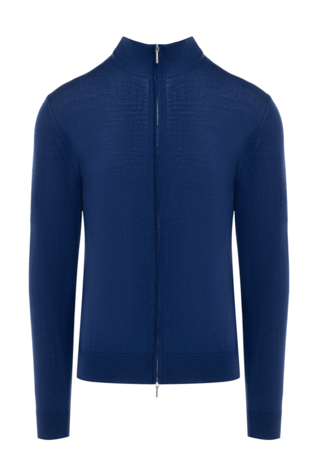 Cesare di Napoli stylish blue wool men's cardigan with a zipper 176231 - photo 1
