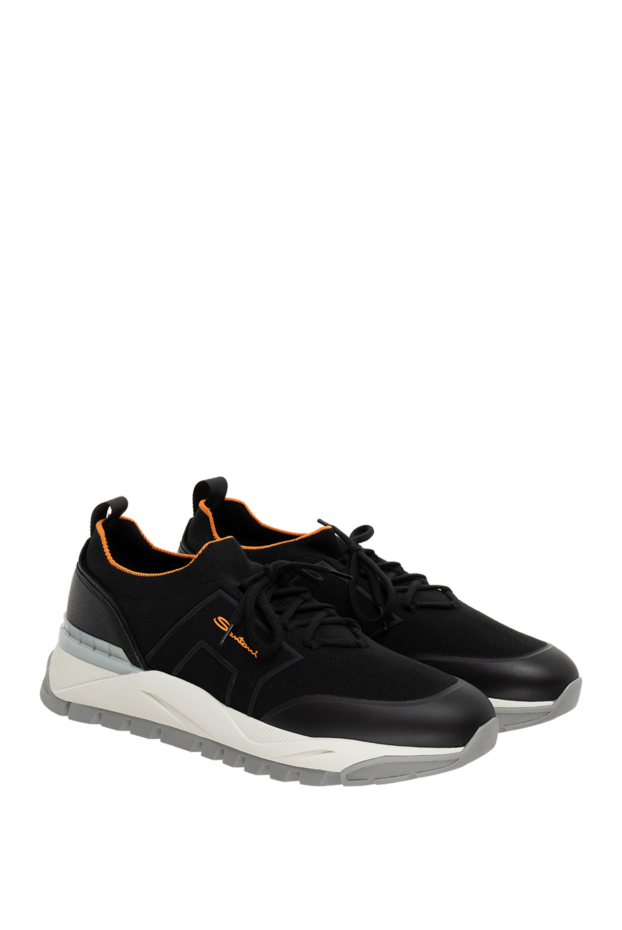 Santoni black polyamide and elastane sneakers for men 176242 - photo 3