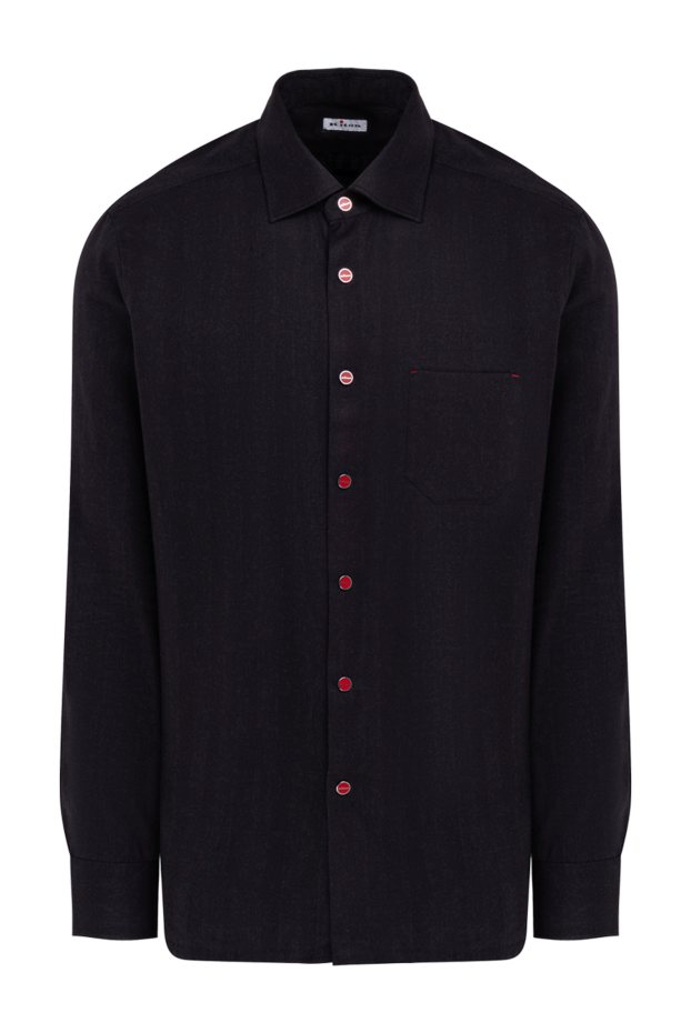 Kiton рубашка из хлопка и лиоцелла мужская серая 176301 - фото 1