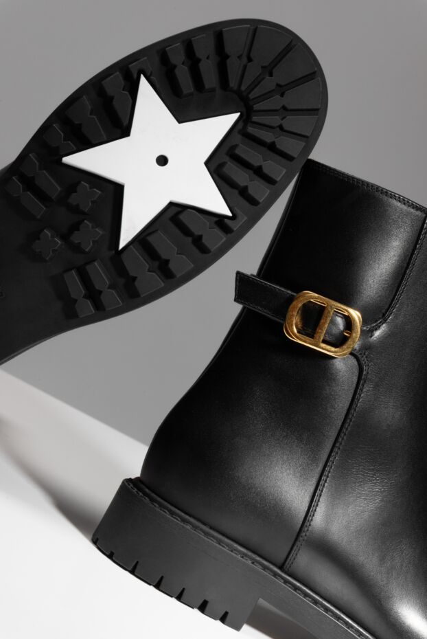 Dior women's leather boots black with gold buckle cd
 176330 - photo 2