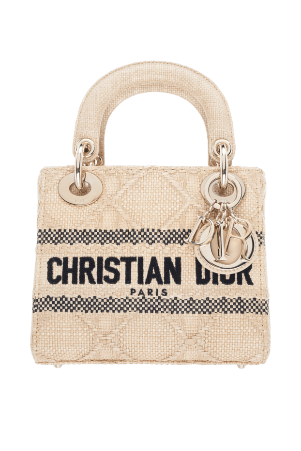 Dior сумка из соломки женская бежевая 176342 - фото 1