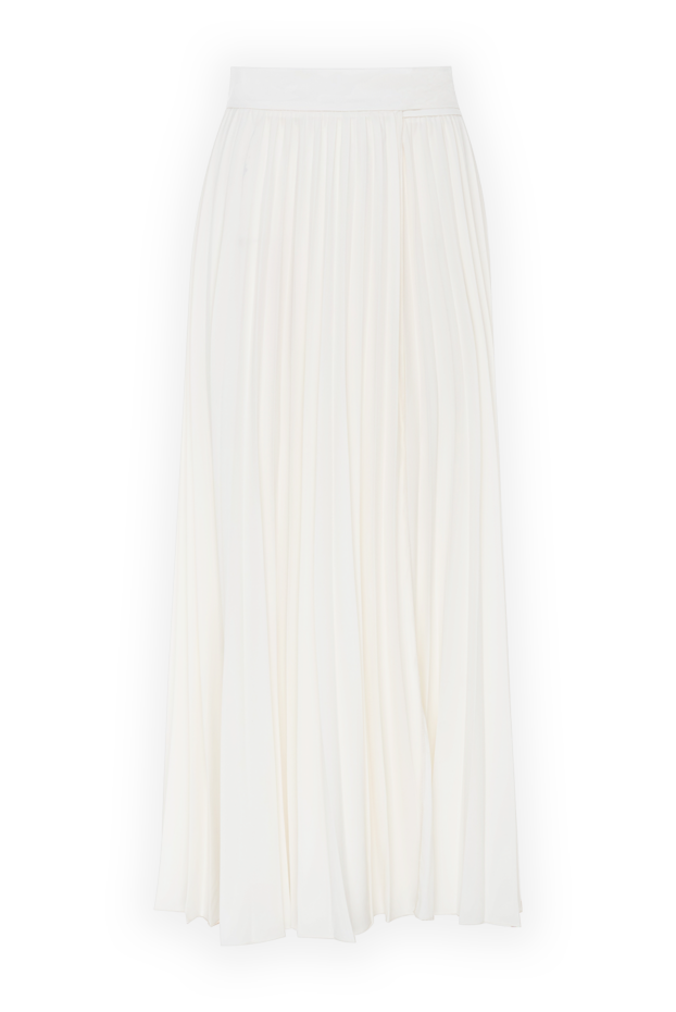 Women's beige pleated midi skirt made of airy fabric - photo 1