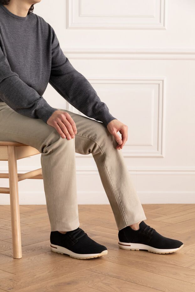 Loro Piana кроссовки лёгкие трикотажные чёрные с акцентом на пятке
 176405 - фото 2
