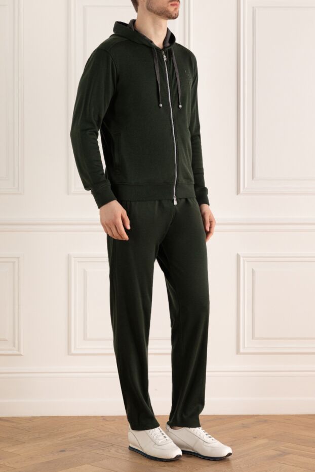 Billionaire men's green suit with a hoodie and trousers made of soft knitwear
 176467 - photo 3