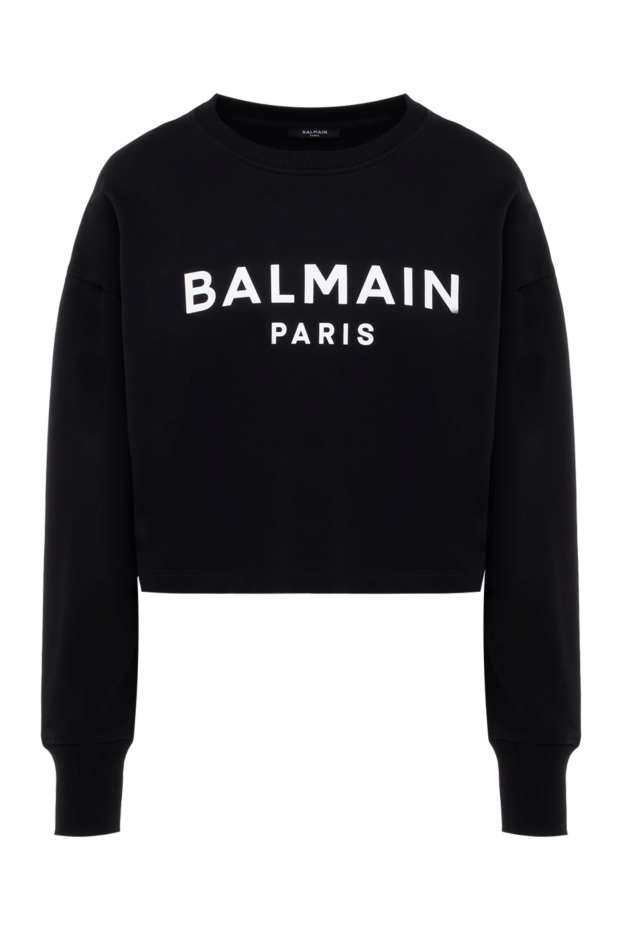 Balmain укороченный хлопковый свитшот черный с принтом
176473 - фото 1