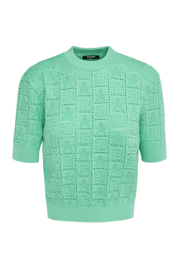 Balmain viscose and polyester jumper for women green 176480 - photo 1
