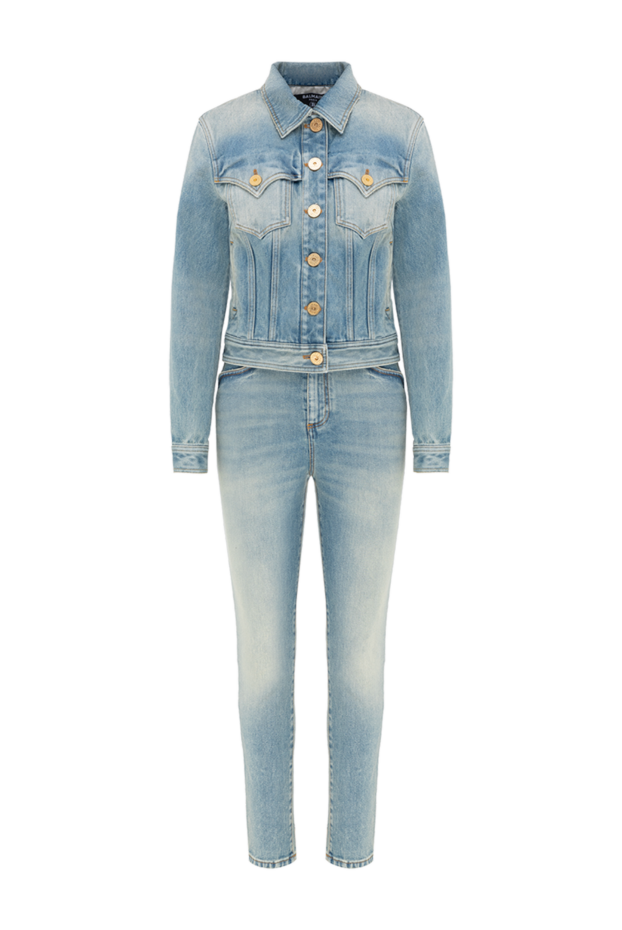 Women's light blue denim suit with a cropped jacket
- photo 1