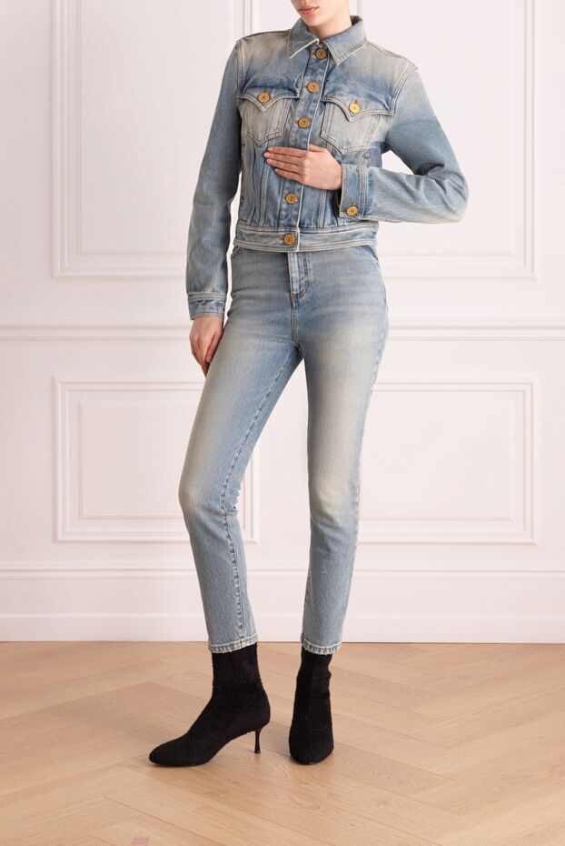 Women's light blue denim suit with a cropped jacket
 - photo 2