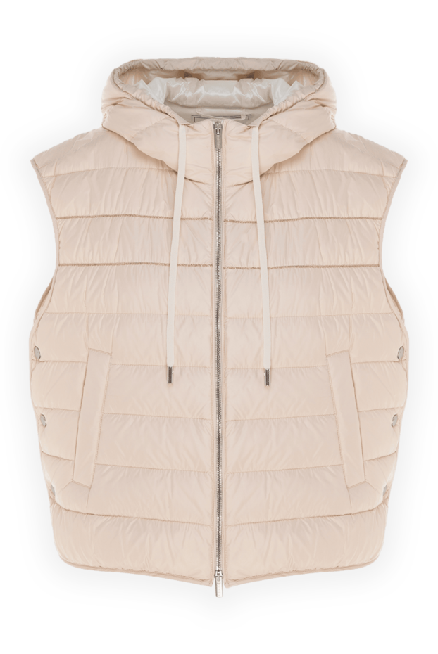 Peserico women's beige matte polyester vest with voluminous quilting and drawstring in the hood 176616 - photo 1