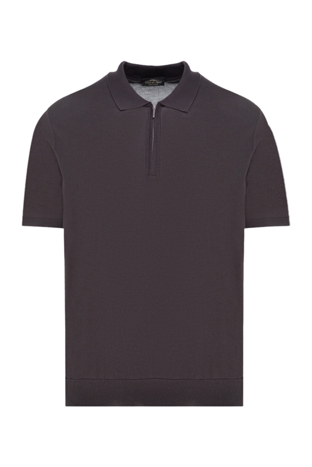 Cesare di Napoli men's solid-color dark brown silk polo shirt with a zipper
176884 - photo 1