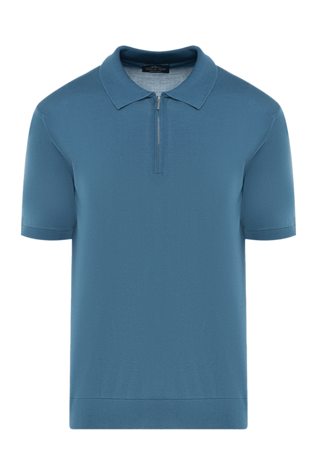 Cesare di Napoli men's solid-color blue silk polo shirt with zipper
176889 - photo 1