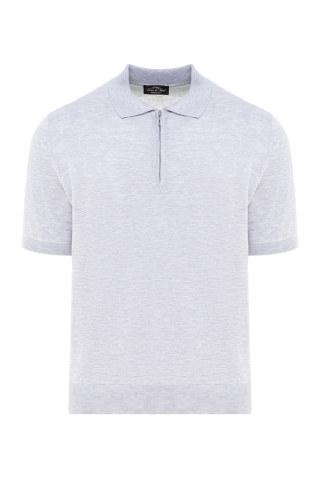 Cesare di Napoli gray cotton polo shirt with zip, plain, no pattern 176906 - photo 1