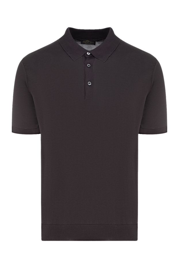 Cesare di Napoli men's solid color polo shirt in deep chocolate shade made of silk 176920 - photo 1