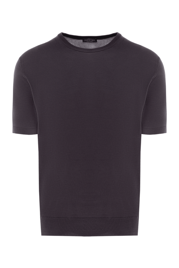 Cesare di Napoli men's short sleeve silk jumper in deep graphite purple 176938 - photo 1