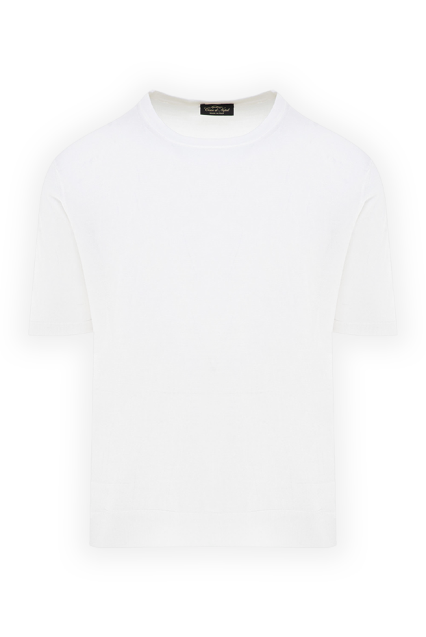 Cesare di Napoli white men's short-sleeved lightweight jersey jumper with elasticated hem 176942 - photo 1
