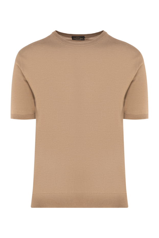 Cesare di Napoli men's short-sleeved silk caramel jumper with a classic round neck 176946 - photo 1