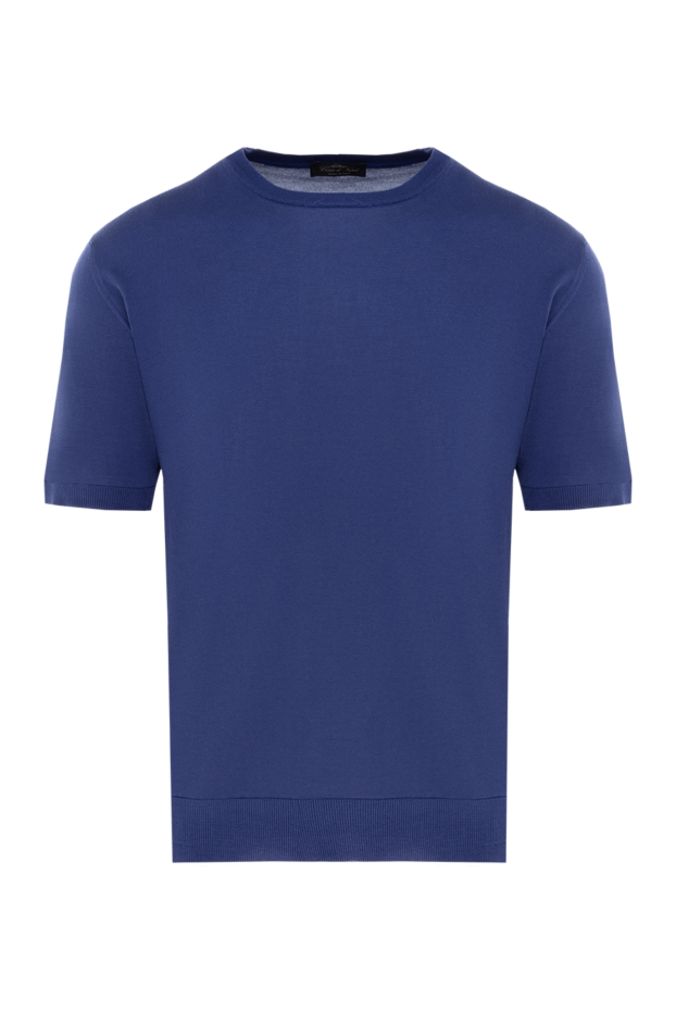 Cesare di Napoli men's deep blue silk jumper with short sleeves and elastic trim 176947 - photo 1