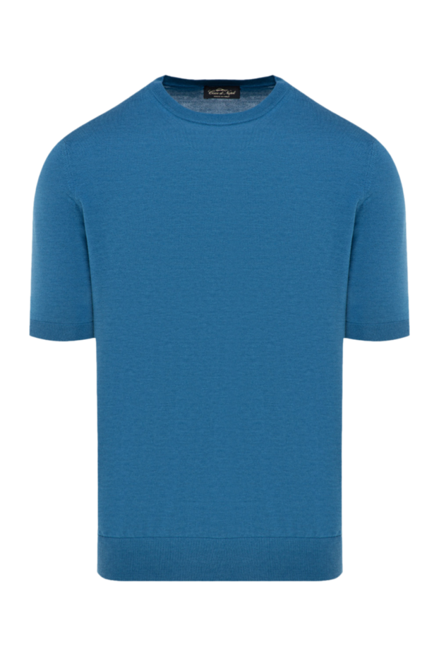 Cesare di Napoli men's short sleeve jumper made of a silk and cotton blend in a sky blue shade 176949 - photo 1