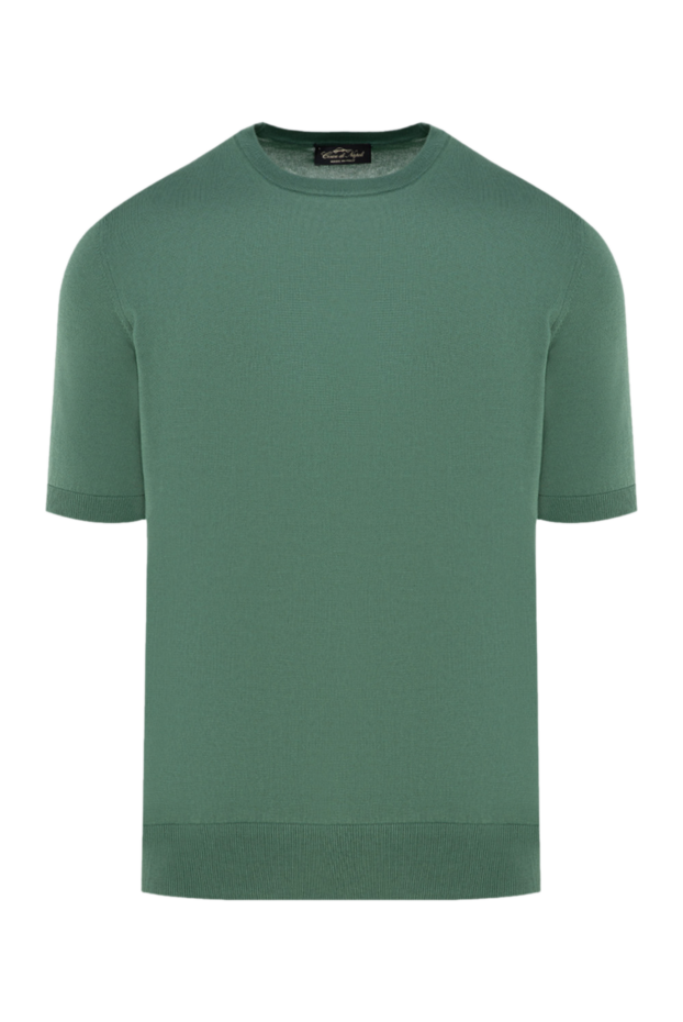Cesare di Napoli green knitted jumper made of silk and cotton with a round neck 176950 - photo 1