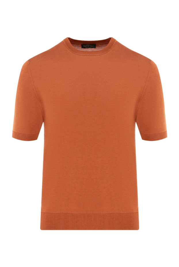 Cesare di Napoli orange silk and cotton short sleeve jumper for men 176953 - photo 1