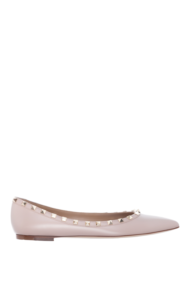 Valentino women's leather ballet flats with square rivets beige
176977 - photo 1