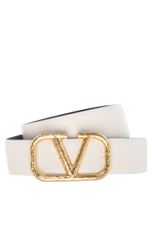 Valentino кожаный ремень бежевого цвета с крупной золотистой пряжкой
176983 - фото 1