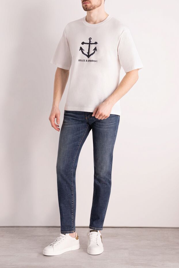 Dolce & Gabbana қара түстегі анкерлік графикасы бар мақта-мата жейде 177105 - фото 2