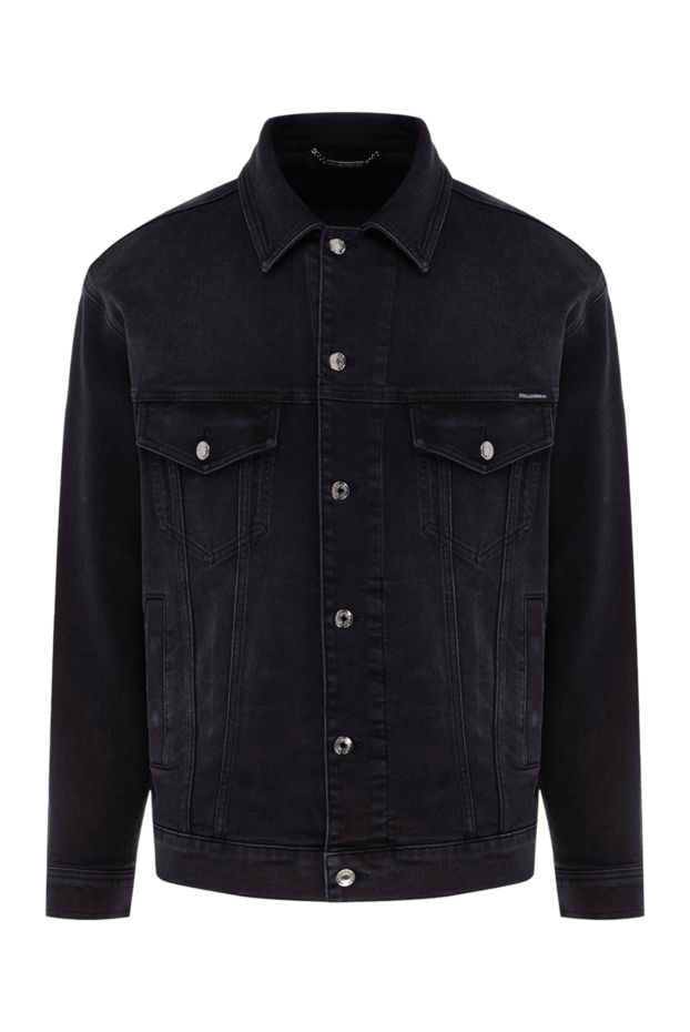 Men's black denim jacket made of cotton and elastane - photo 1