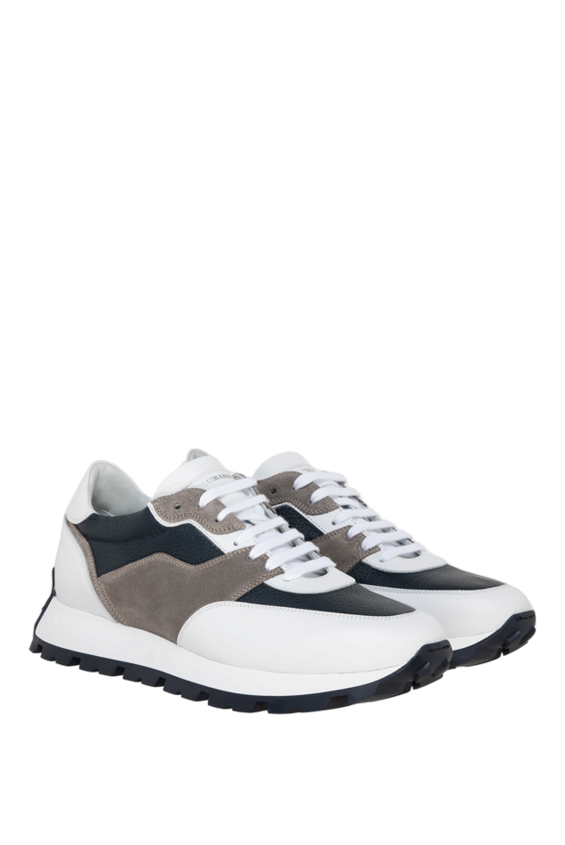 Barrett stylish men's white leather sneakers with gray suede inserts
 177188 - photo 3