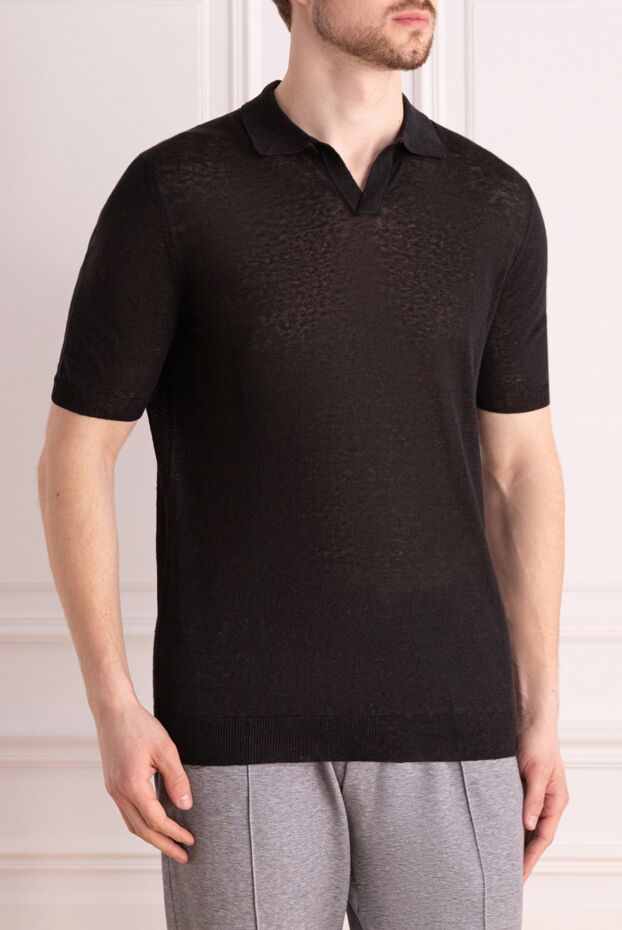 Barba Napoli men's black linen polo shirt 177196 - photo 3