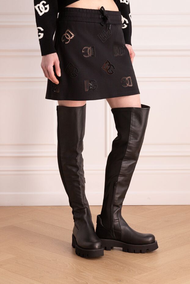 Dolce & Gabbana юбка мини из хлопка и полиэстера женская черная 177211 - фото 3